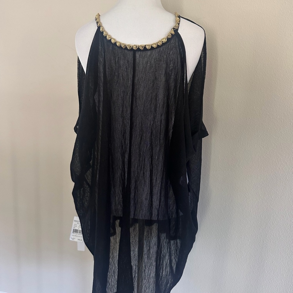 Robin Piccone Francesca Open Shoulder Tunic Cover-Up, Black, Medium